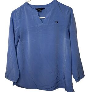 Chase Lands End Women 3/4 Sleeve Blouse with Mandarin Collar Blue (4)